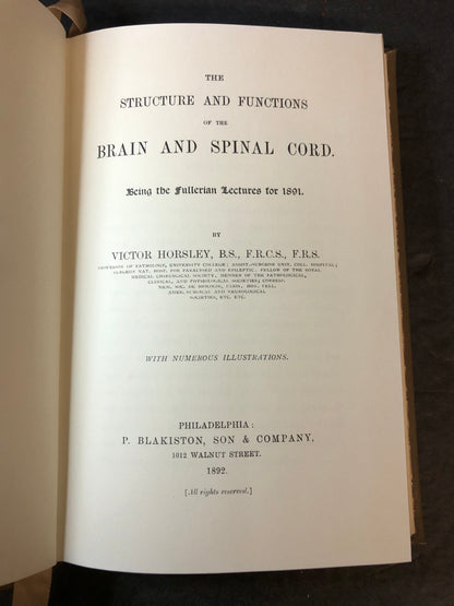 The Structure and Function of the Brain and Spinal Cord - Victor Horsley - 1985