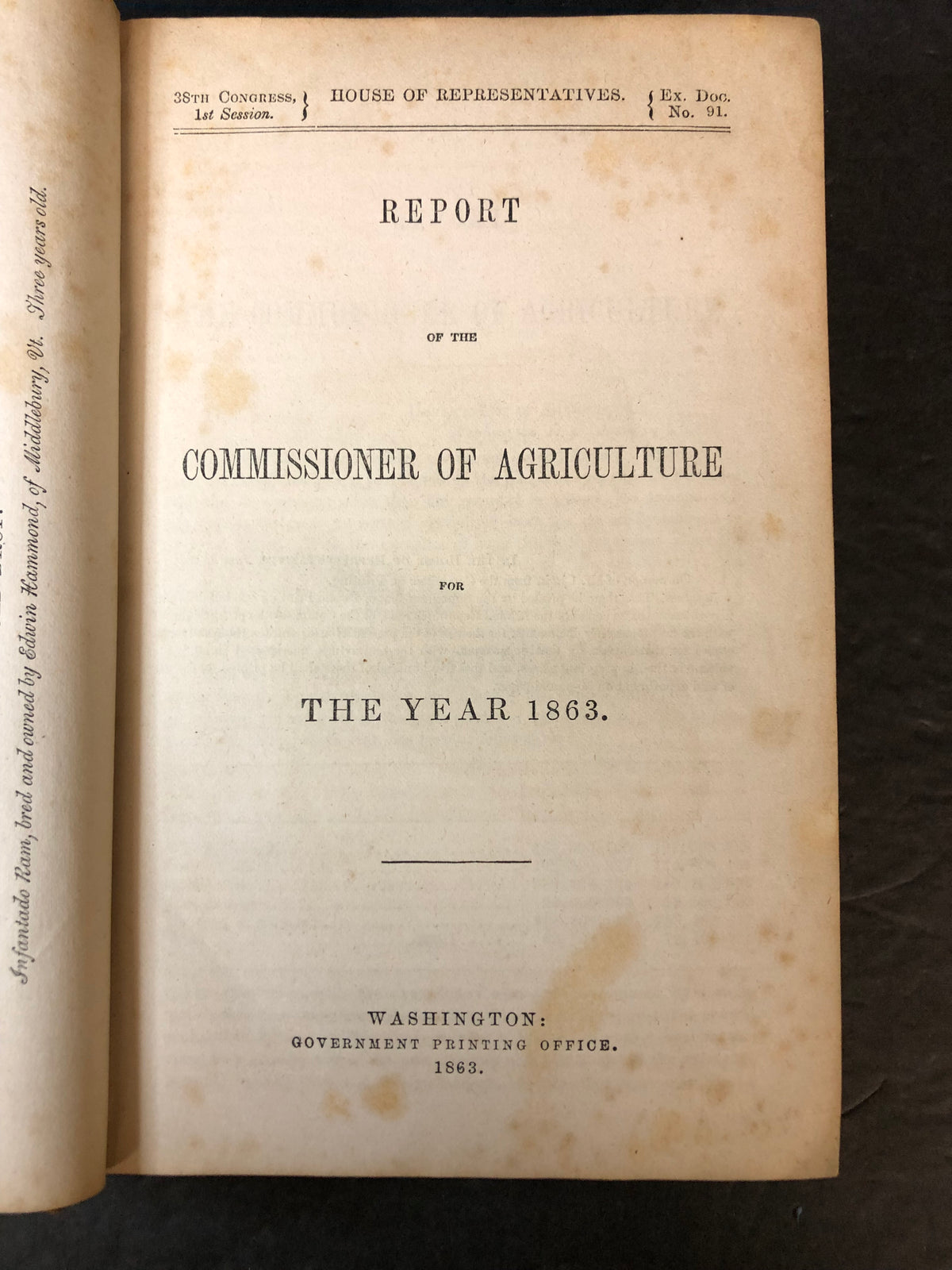 Report of the Commissioner of Agriculture - Department of Agriculture - 1863