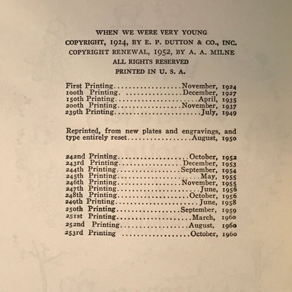When We Were Very Young - A. A. Milne - 253rd Printing - 1960