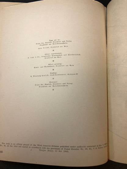 Spearhead in the West - The Third Armored Division - Scarce in Dust Jacket - 1945