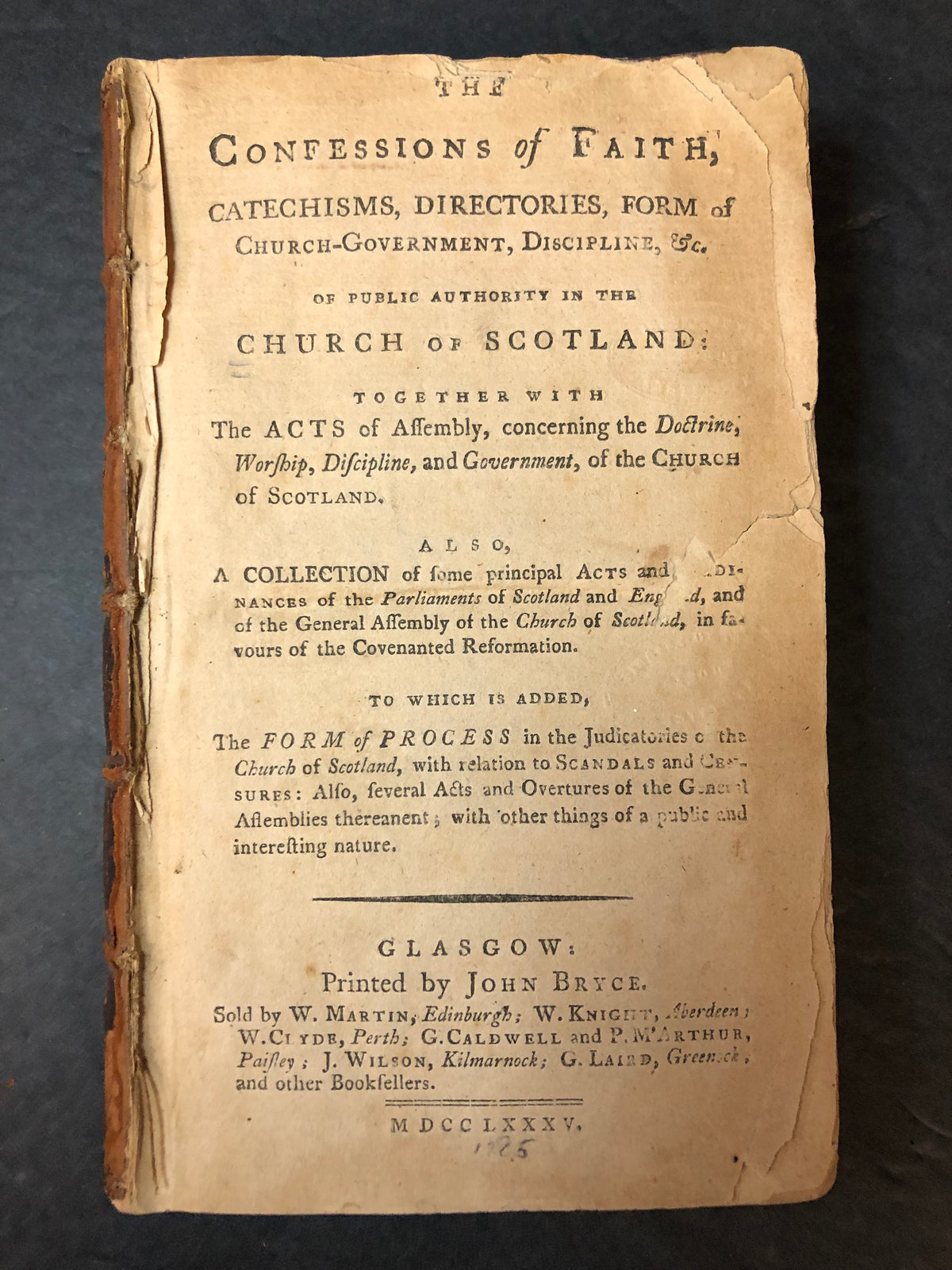 The Confessions of Faith - John Bryce - Scarce - First Edition - 1785