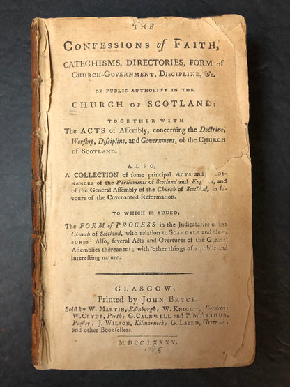 The Confessions of Faith - John Bryce - Scarce - First Edition - 1785