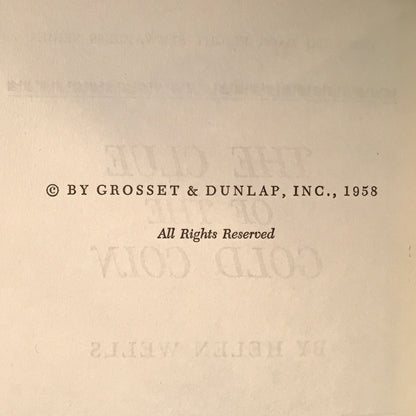 Vicki Barr - The Clue of the Gold Coin - Helen Wells - 1st Edition - DJ - 1958