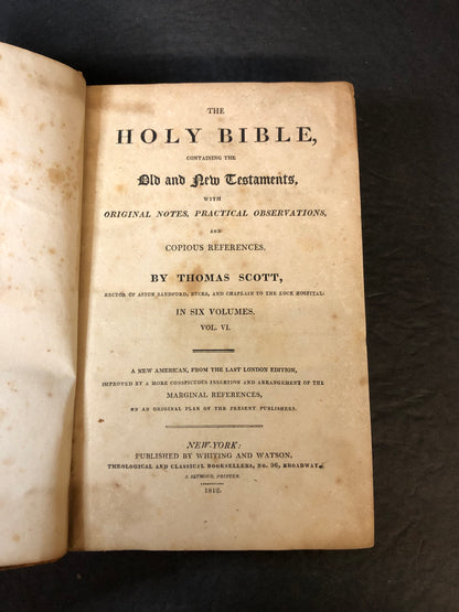 The Holy Bible - Thomas Scott - Volume VI Only - 1812