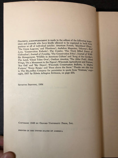 A Sand County Almanac - Aldo Leopold - 7th Print - Ex Library - 1964