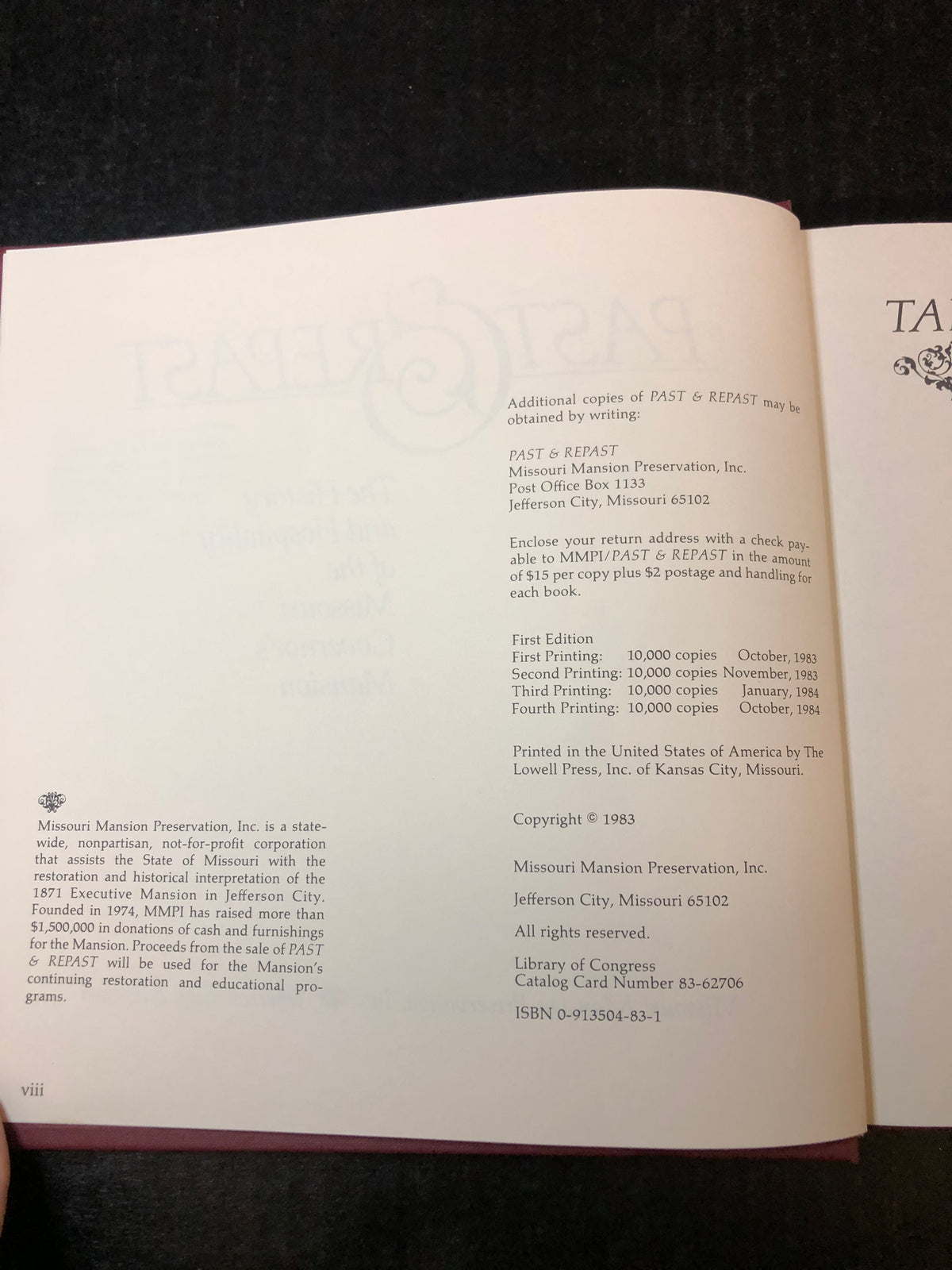 Past and Repast - Missouri Mansion Preservation Inc. - Signed - 1983