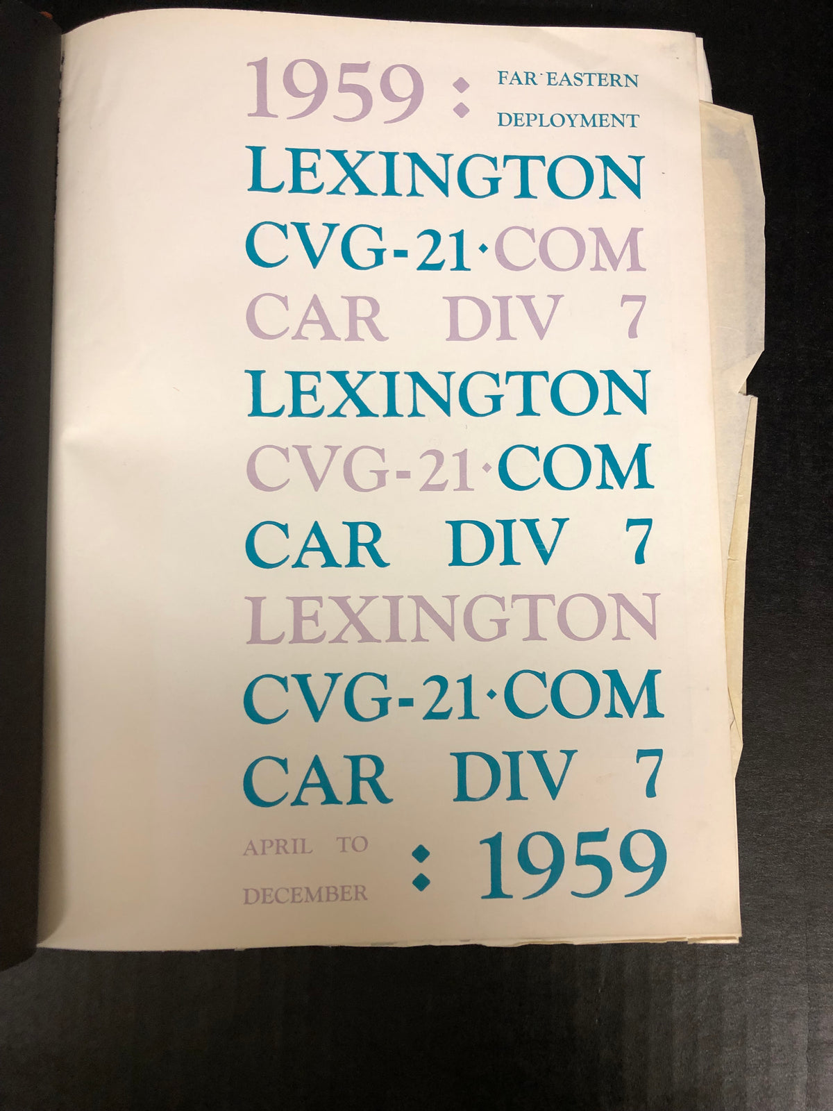 1959: Lexington CVG-21 Com Car Div 7 - R.D.M Andrew - 1959