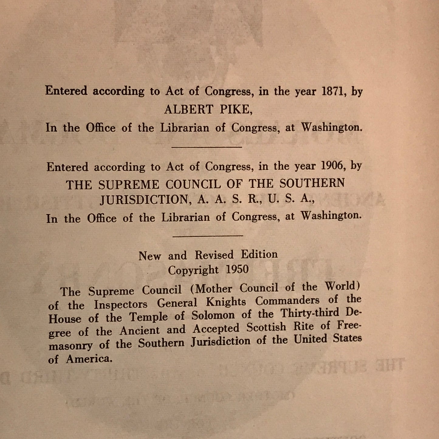 Morals and Dogma - Albert Pike - 1969