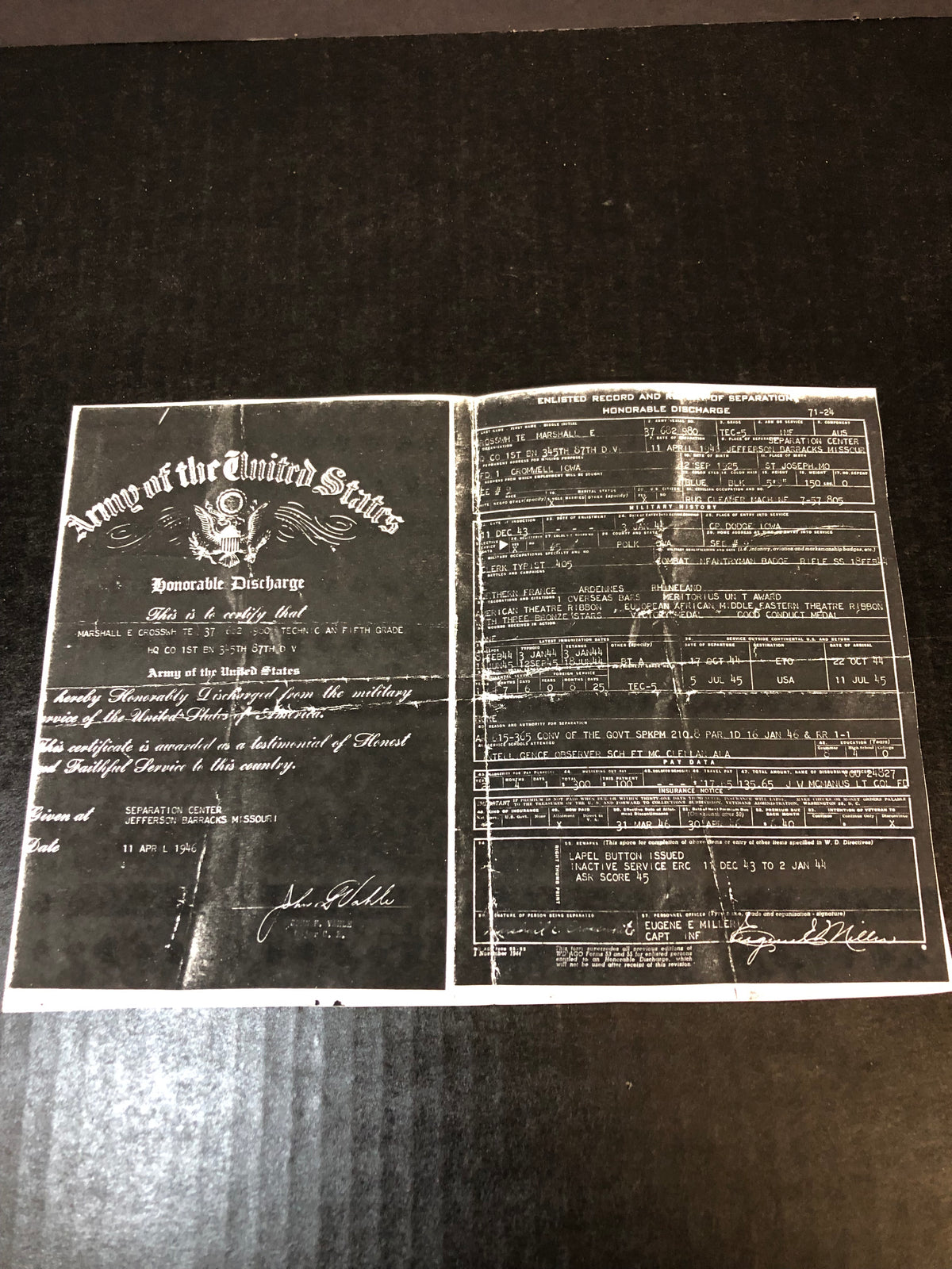 An Historical and Pictorial Record of 87th Infantry Division in World War II - 345th Infantry, 87th Division - 1946