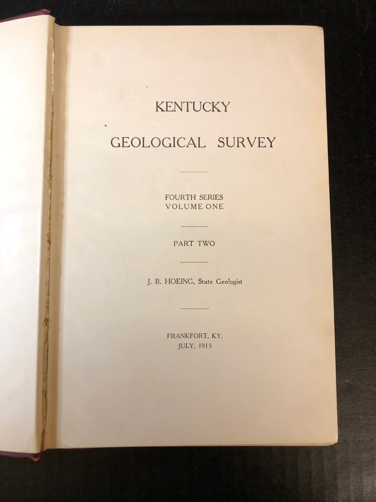 Kentucky Geological Survey - J.B. Hoeing - 1913