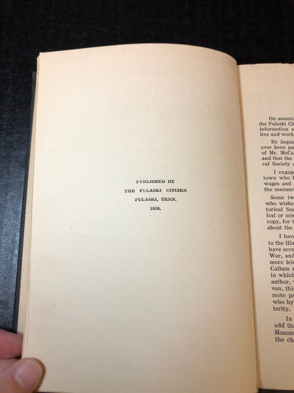 A Brief Sketch of the Settlement and Early History of Gile County Tennessee - James McCallum - 1928