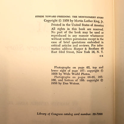 Stride Toward Freedom - Martin Luther King Jr. - Reprint - 1961