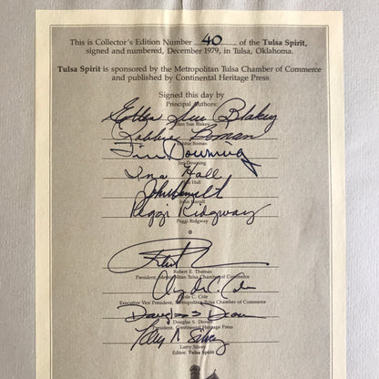 Tulsa Spirit - Continental Heritage Press - Signed - Collector's Edition - 1979