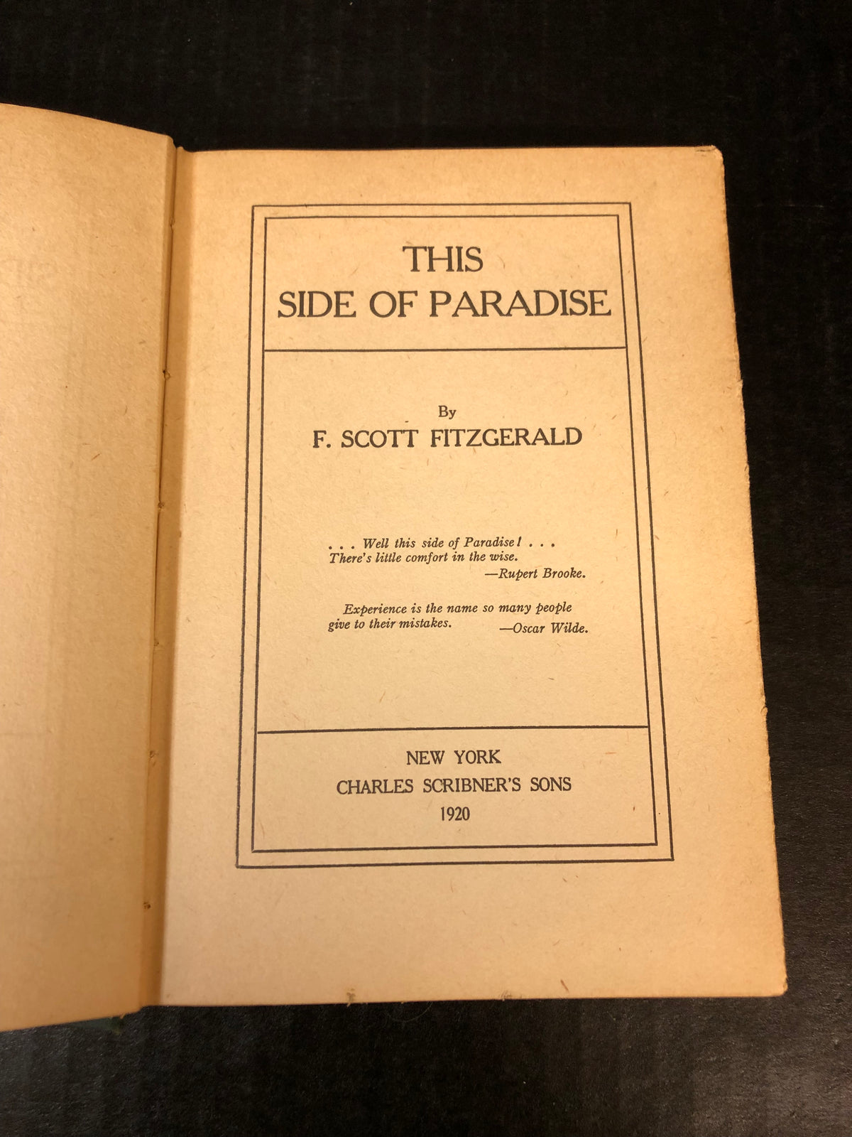 This Side of Paradise - F. Scott Fitzgerald - 5th Print - 1920