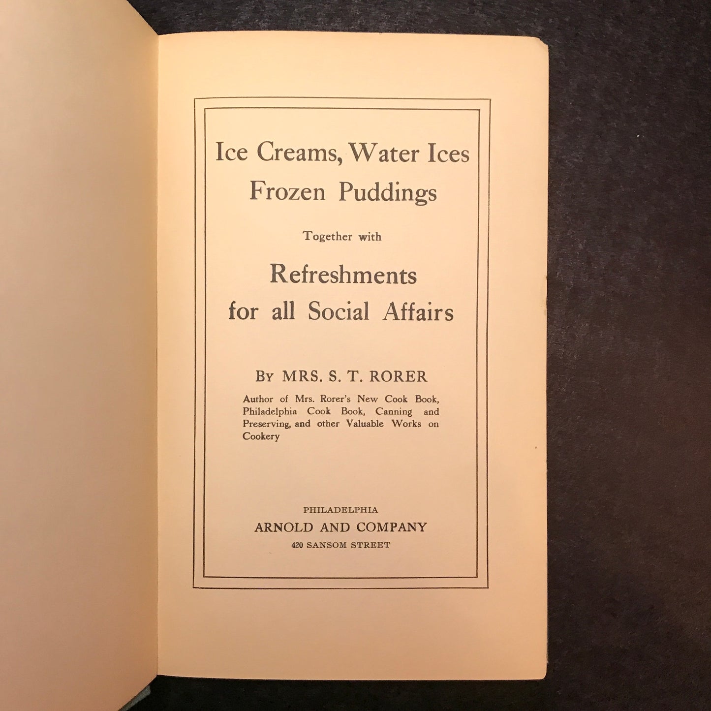 Ice Creams, Water Ices Frozen Puddings - Mrs. S. T. Rorer - 1913