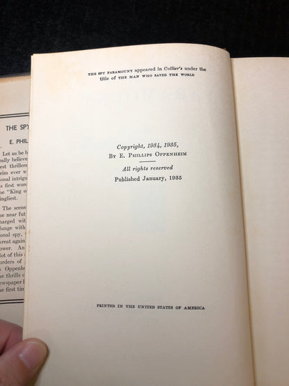 The Spy Paramount - E. Phillips Oppenheim - First American Edition - 1935