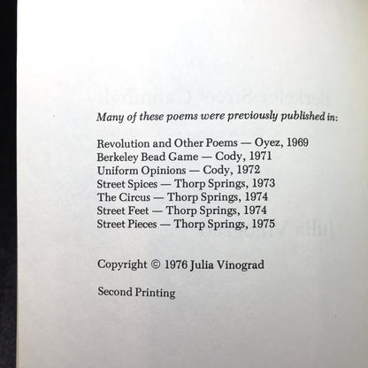 Berkeley Street Cannibals - Julia Vinograd - Signed - 1976