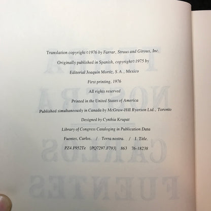 Terra Nostra - Carlos Fuentes - 1st American Edition - 1976