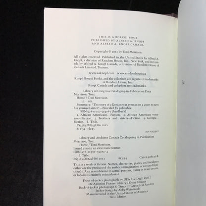 Home - Toni Morrison - Signed - 2012