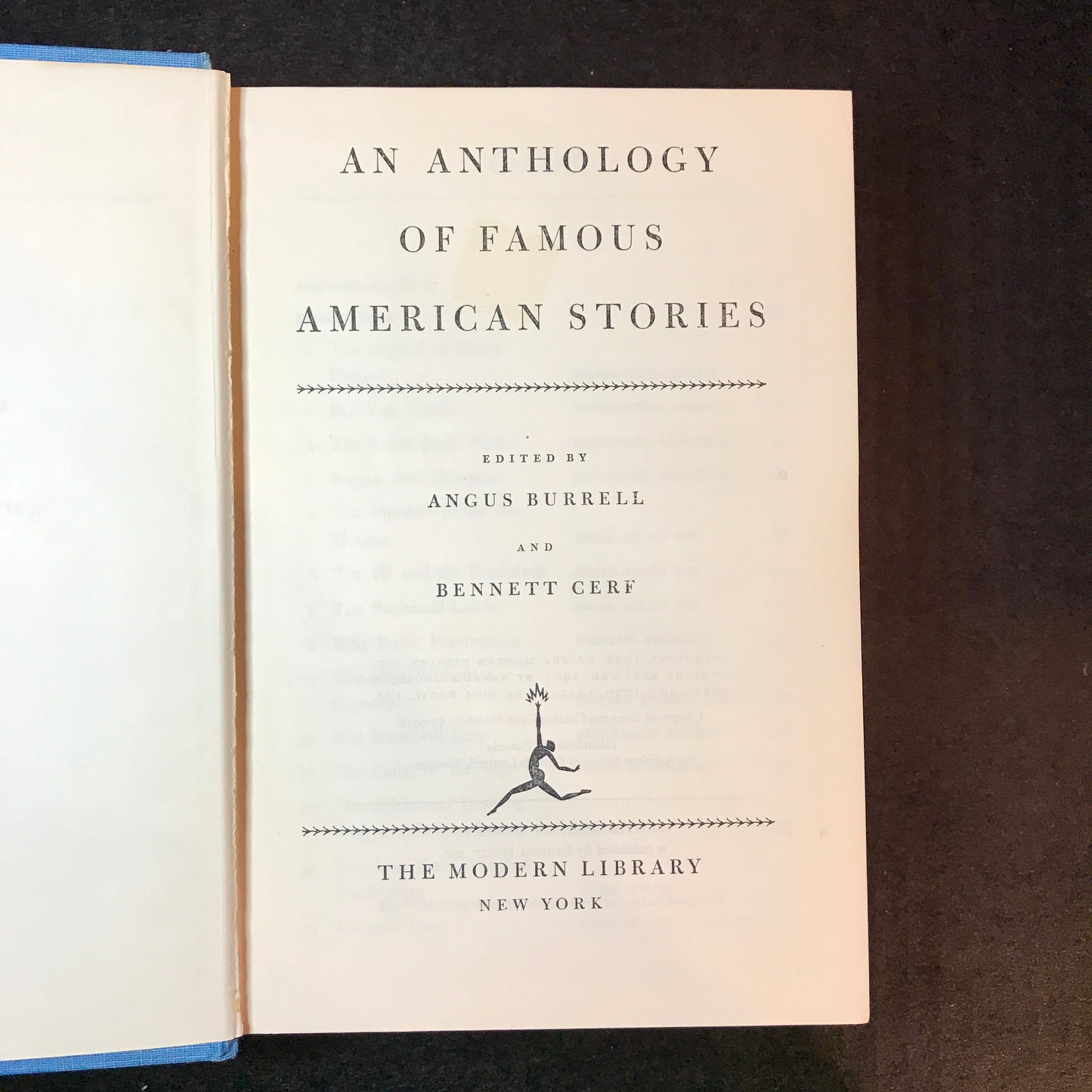 An Anthology of Famous American Stories - Edited by Angus Burrell and Bennett Cerf - Modern Library - 1963