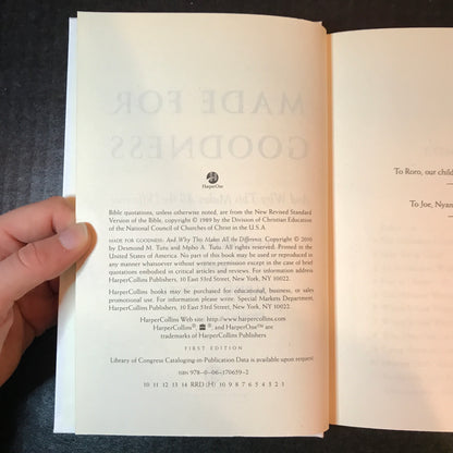 Made For Goodness - Desmond Tutu and Mpho Tutu - Signed - 1st Edition - 2010
