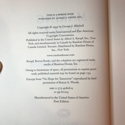 Making Peace - George J. Mitchell - 1st Edition - Signed - 1999