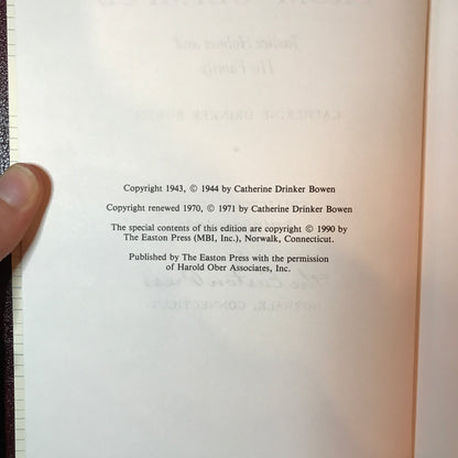 Yankee From Olympus - Catherine D. Bowen - Easton Press - 1990