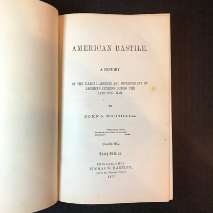 American Bastille - John A. Marshall - Civil War Prison - 1872