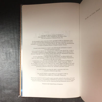 Windfall - William F. Buckley Jr. - Signed by Author - First Edition - Easton Press - 1992