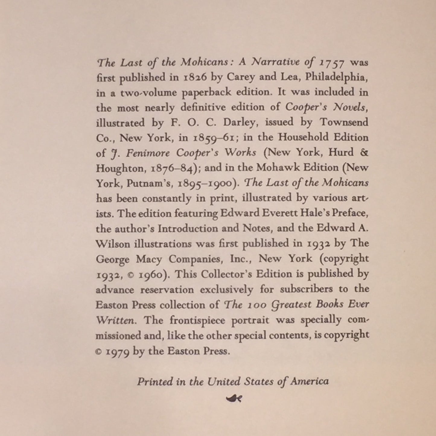 The Last of the Mohicans - James Fenimore Cooper - Easton Press - 1979