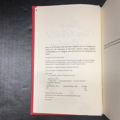 Love Can Build a Bridge - Naomi Judd - Signed by Author - First Edition - 1993