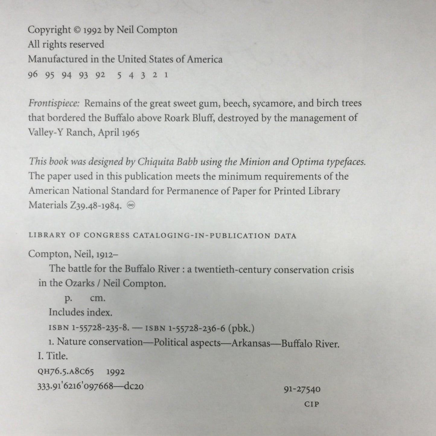 The Battle For The Buffalo River - Neil Compton - Signed by Author - 1992