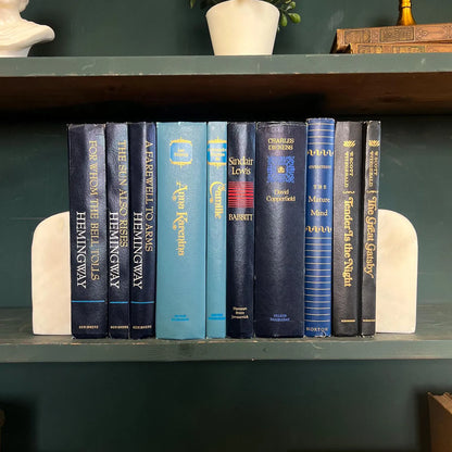 Vintage Decorative Hardcover Books by the Foot: Blue & Black, 10 Book Bundle
