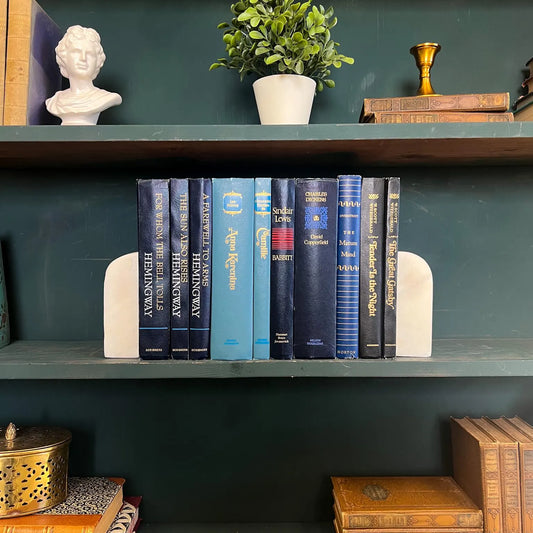 Vintage Decorative Hardcover Books by the Foot: Blue & Black, 10 Book Bundle