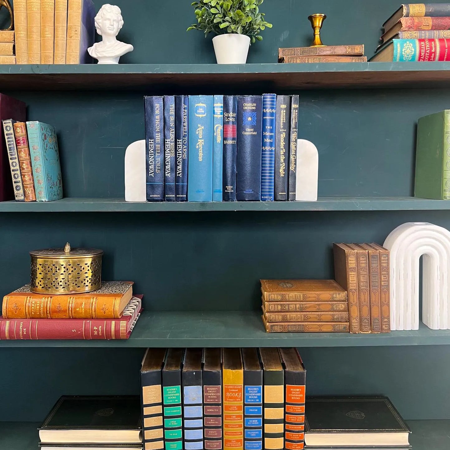 Vintage Decorative Hardcover Books by the Foot: Blue & Black, 10 Book Bundle