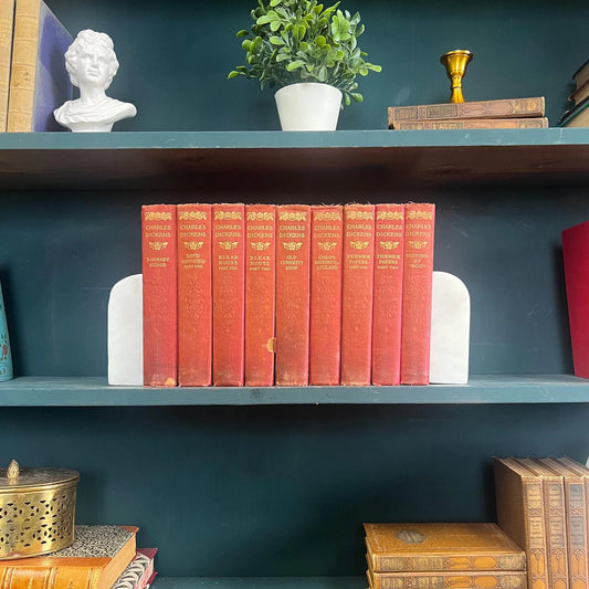 Books by the Foot | Vintage Ornate Decorative Designer Bundle | Collection of Charles Dickens Novels | Display Prop & Staging | Home Decor