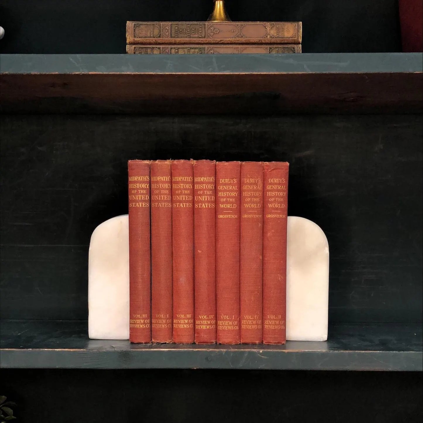 Vintage Hardcover Books by the Foot: Historical Decorative Display - Set of 7