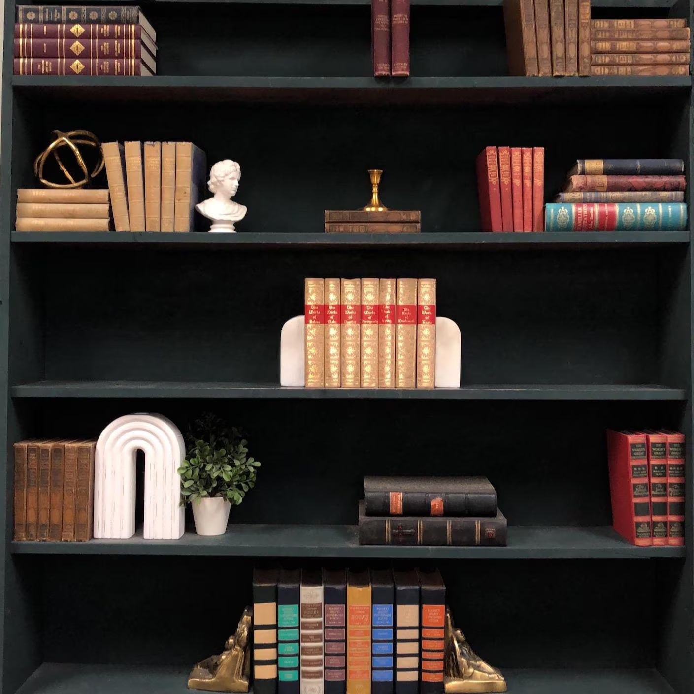 Classic Books by the Foot: The Works of, Gold Gilt, Decorative Hardcover Set, Display Hardcovers