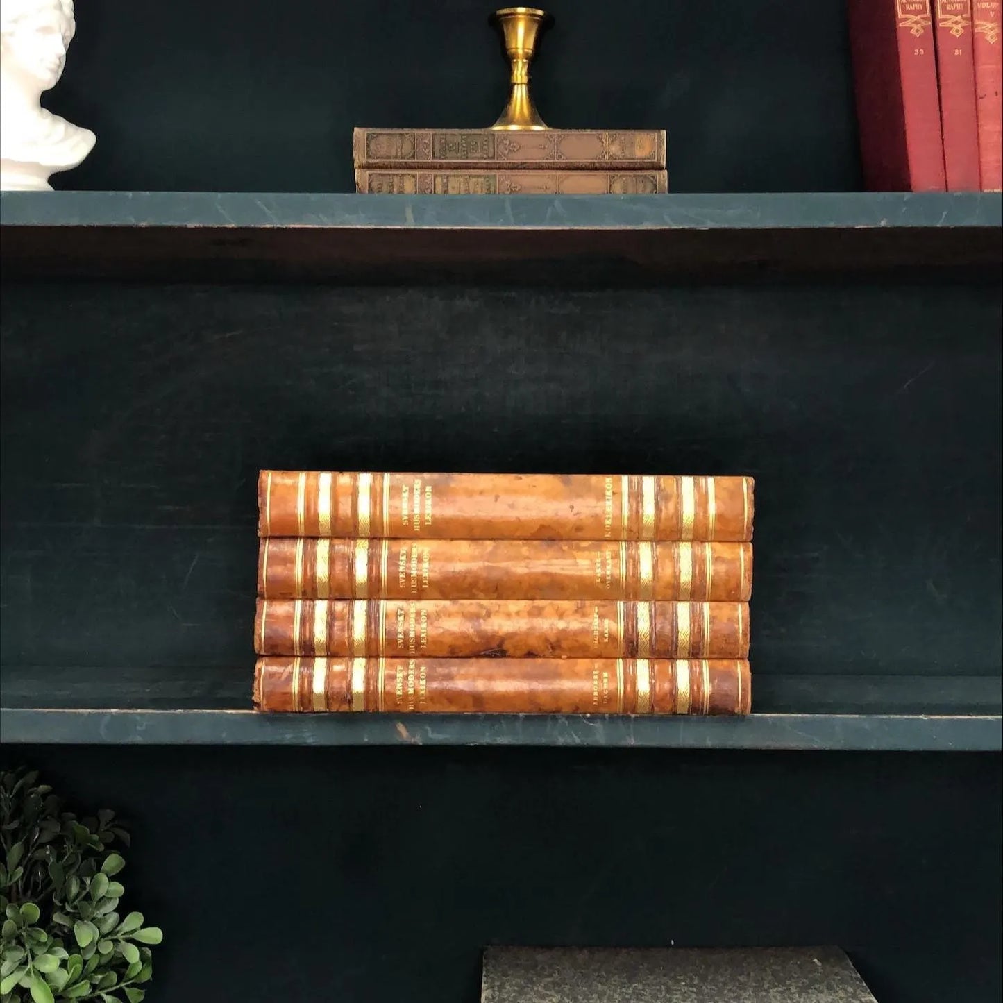 Foreign Language Books by the Foot: Ornate Swedish, Decorative Hardcover Set, Display Hardcovers