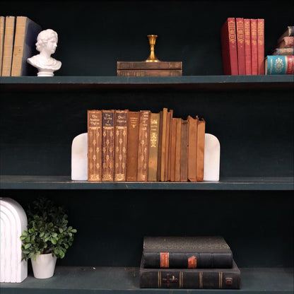 Classic Books by the Foot: Antique 1900's Brown Leather Books, Hardcover Set, Display Hardcovers
