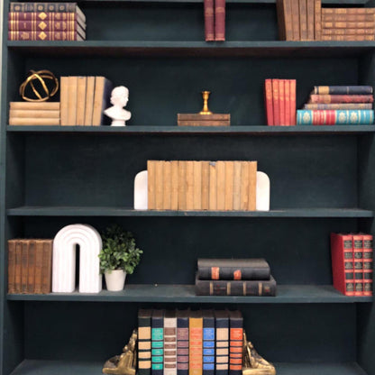 Classic Books by the Foot: Old World Library Shelf, Sun-faded indigo Encyclopedias, Hardcover Set, Display Hardcovers