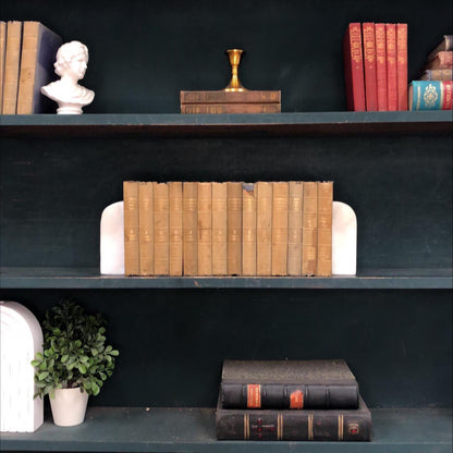 Classic Books by the Foot: Old World Library Shelf, Sun-faded indigo Encyclopedias, Hardcover Set, Display Hardcovers
