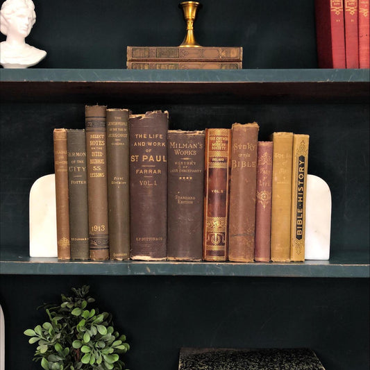 Classic Books by the Foot: Antique Brown books Christian Theology Library, Display Hardcovers