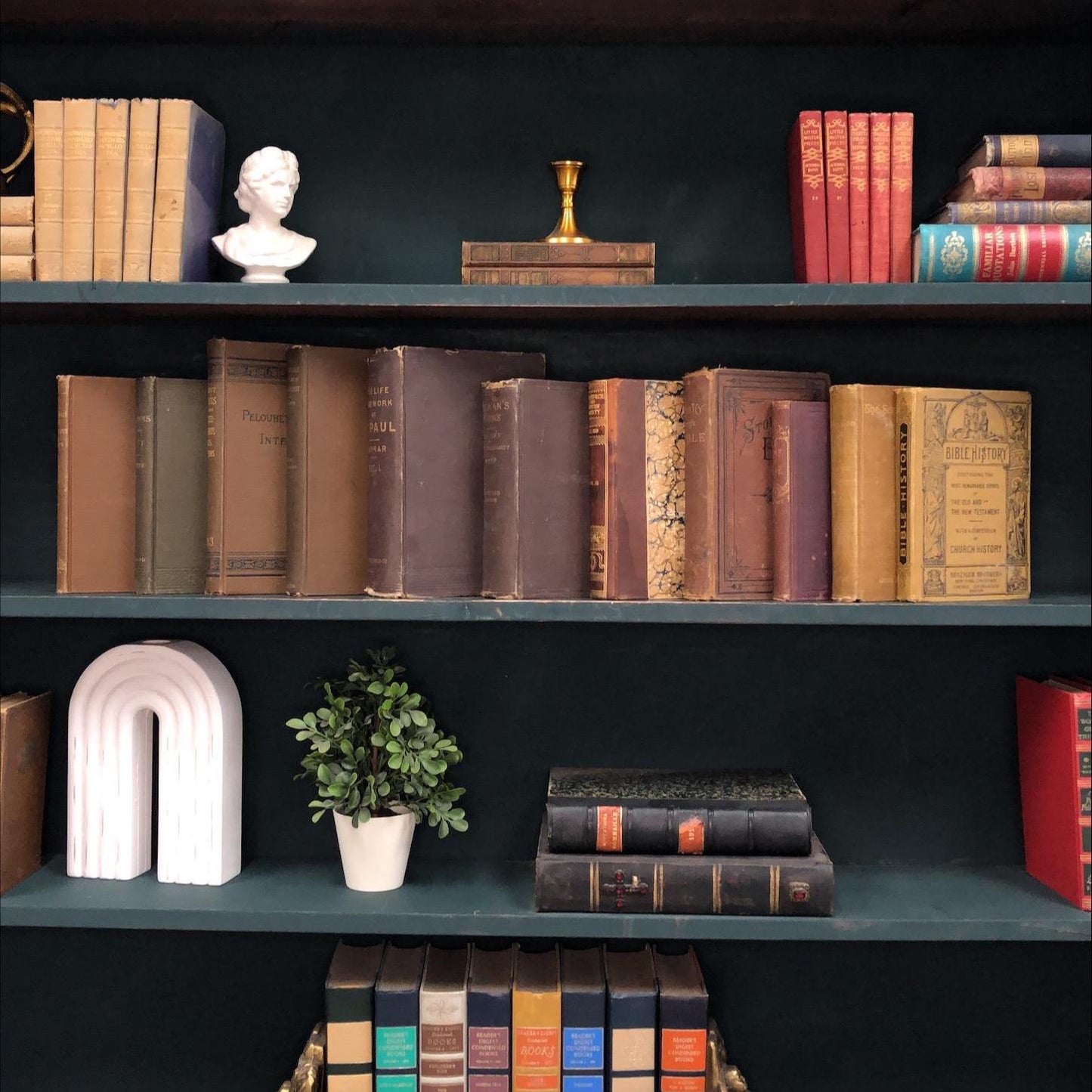 Classic Books by the Foot: Antique Brown books Christian Theology Library, Display Hardcovers