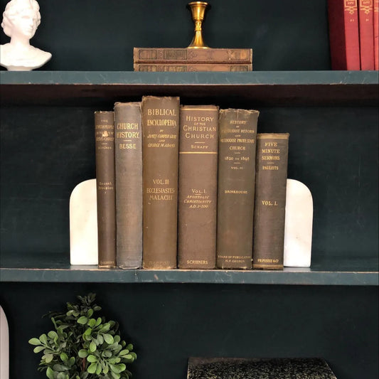 Classic Books by the Foot: Antiquarian Christian Scholar Brown Book Library Decor, Display Hardcovers