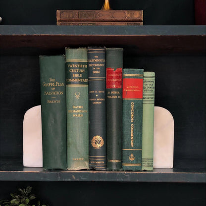 Classic Books by the Foot: Vintage Green Christian Theology Library Decor, Display Hardcovers