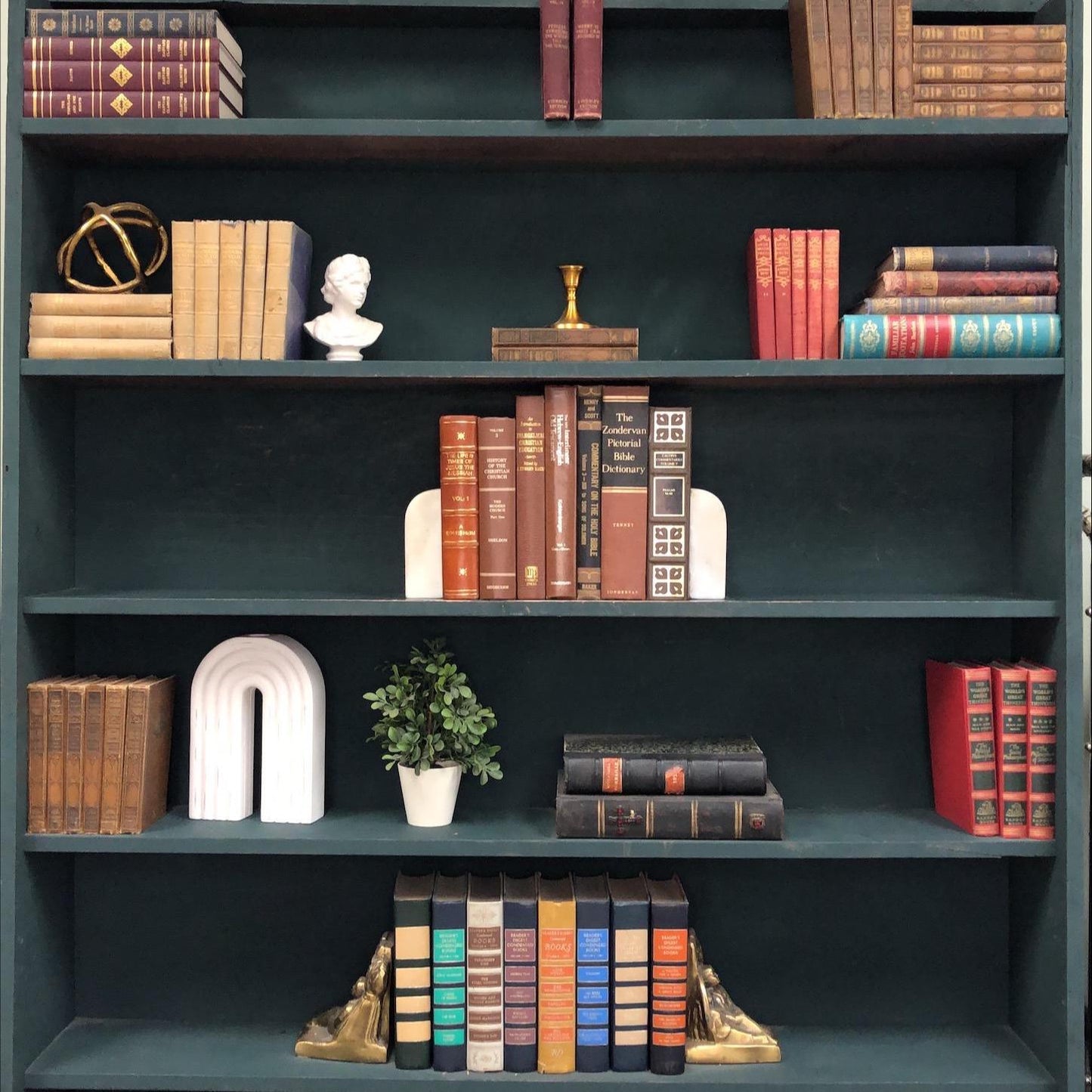 Classic Books by the Foot: Vintage Christian Theology Brown Book Decor, Display Hardcovers