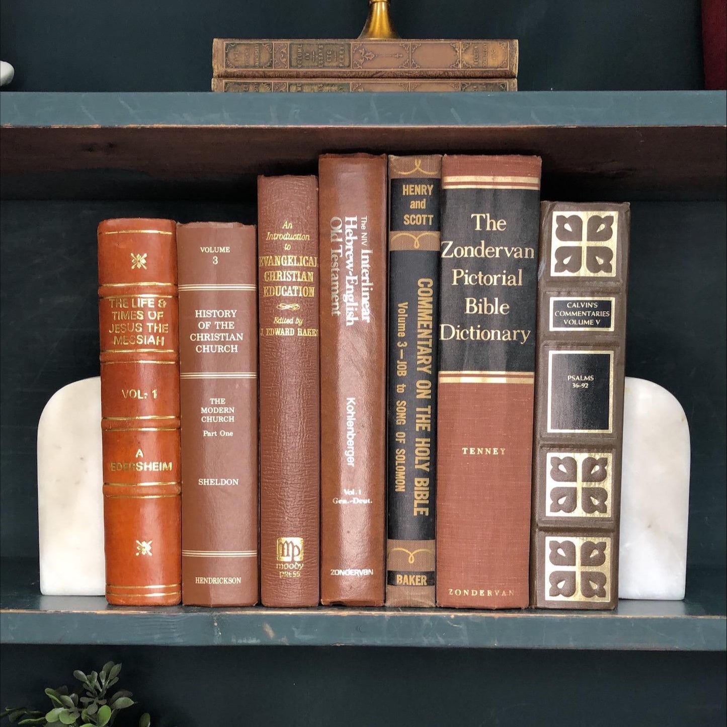 Classic Books by the Foot: Vintage Christian Theology Brown Book Decor, Display Hardcovers