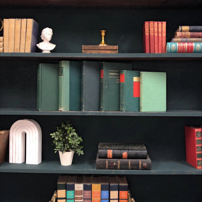 Classic Books by the Foot: Vintage Green Christian Theology Library Decor, Display Hardcovers