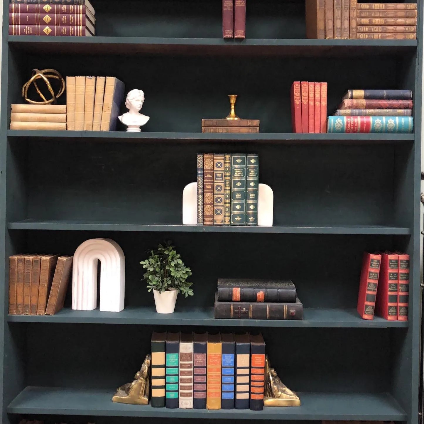 Classic Books by the Foot: Curated Estate Library Classic Book Bundle Gold Gilt Moody Decor, Display Hardcovers